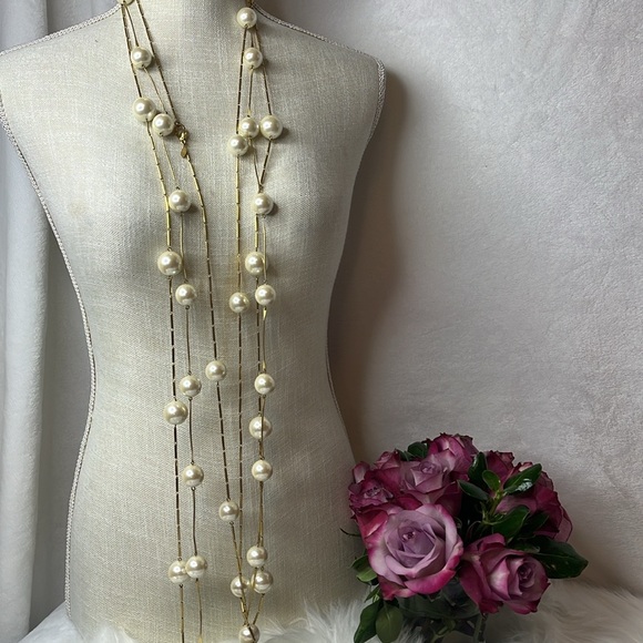 CAROLEE LONG LINK PEARL NECKLACE - Picture 6 of 9